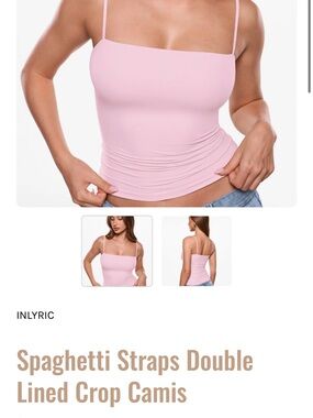 Pink Double-Lined Spaghetti Strap Crop Cami